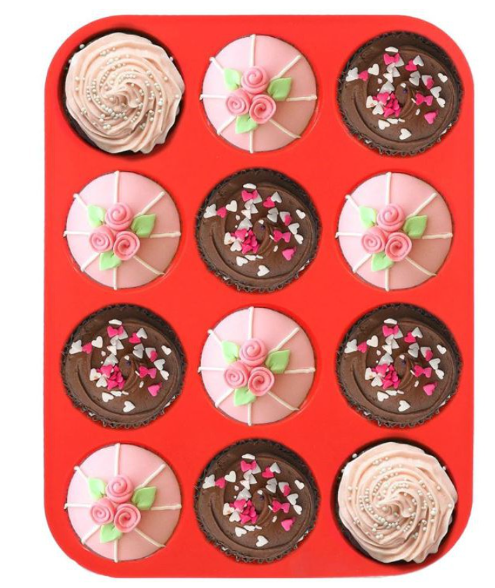 12 cavity cupcake pan muffin baking pan tray cups silicone mould