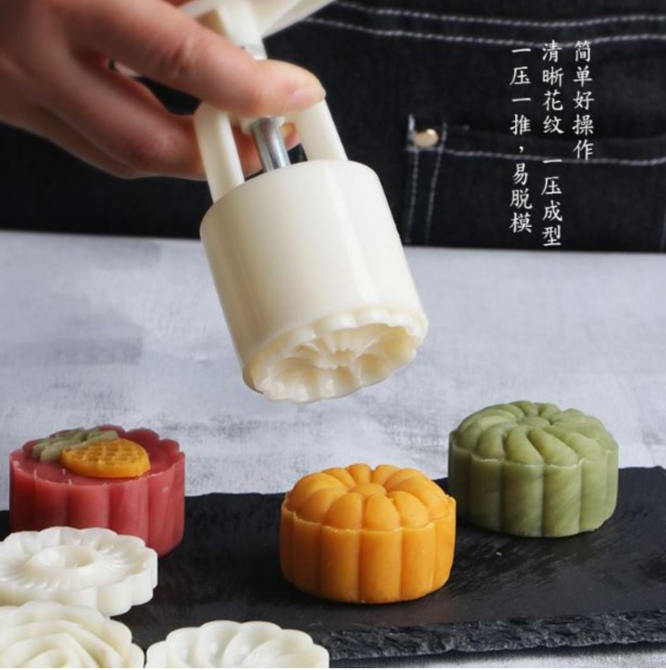 Mooncake mould 50g with 6 patterns mooncakes plastic press mold