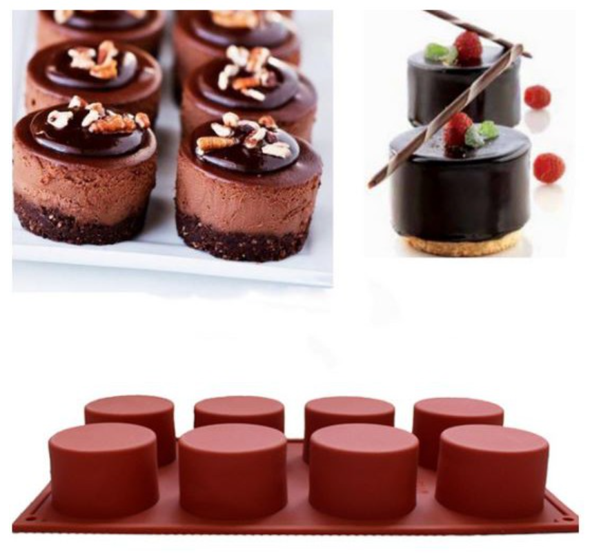8 cavity mousse cake ring silicone mould round petite gateau jelly silicon cake mold baking pan