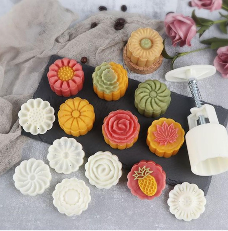 Mooncake mould 50g with 6 patterns mooncakes plastic press mold