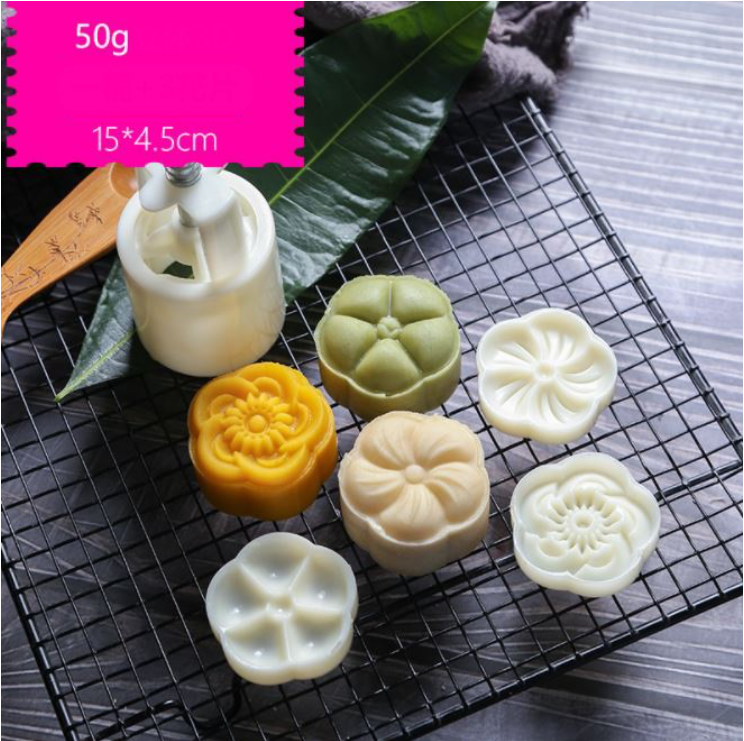 Mooncake mould 50g with 6 patterns mooncakes plastic press mold