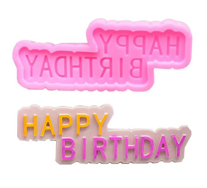 Happy birthday silicone mould words alphabet greetings mold