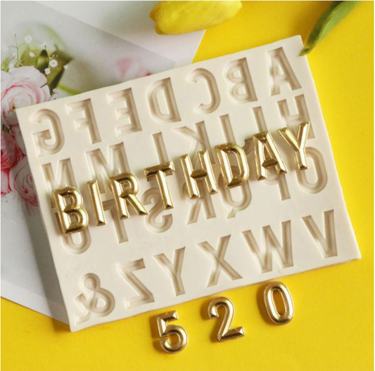 Alphabet mould number mold numeric fondant cake decorating mould clay art mold english letters