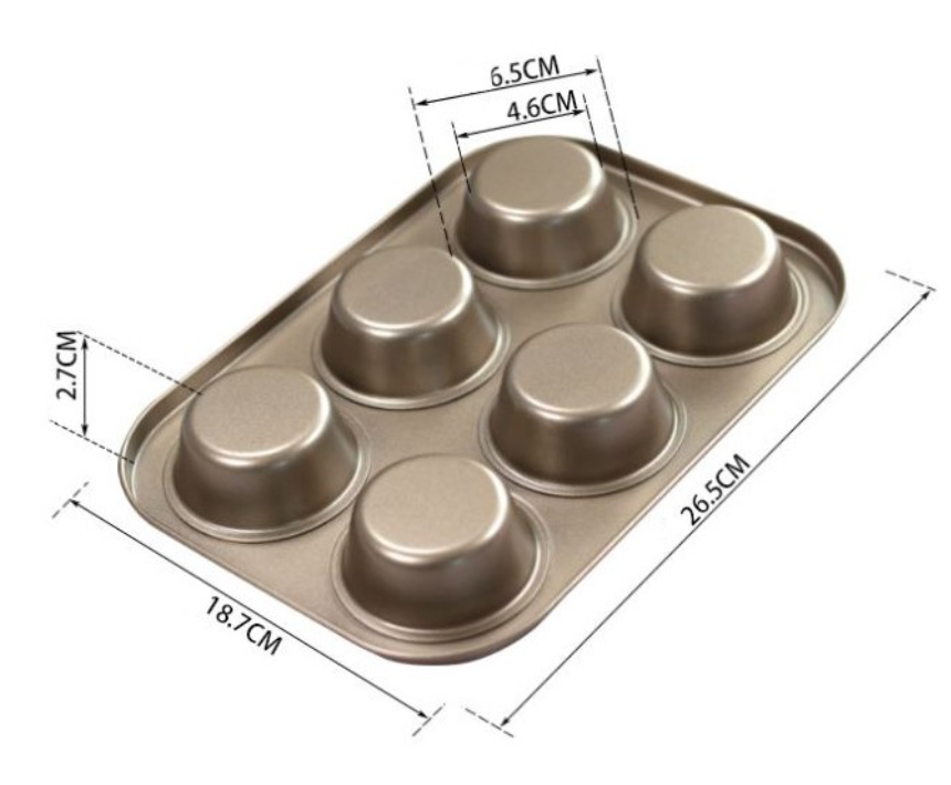 6 cavity hole muffin cupcake pan tin non-stick metal metallic cake pans baking tray