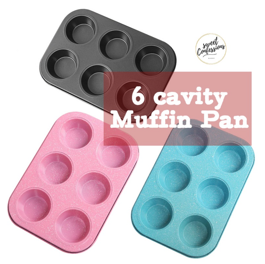 6 cavity hole muffin cupcake pan tin non-stick metal metallic cake pans baking tray