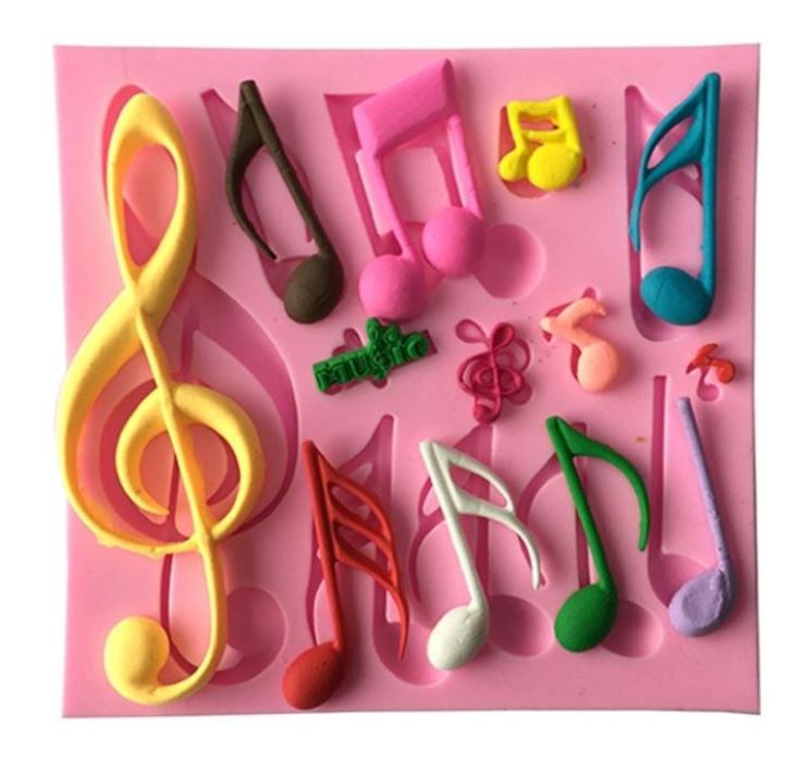 Music mould notes treble clef musical notation violin trumpet guitar mould for fondant cake decorating silicon mold