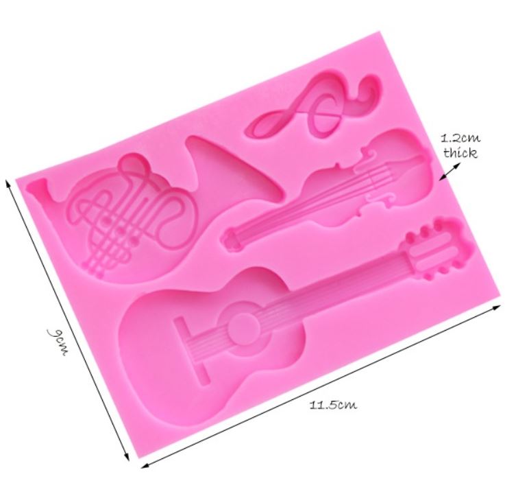 Music mould notes treble clef musical notation violin trumpet guitar mould for fondant cake decorating silicon mold