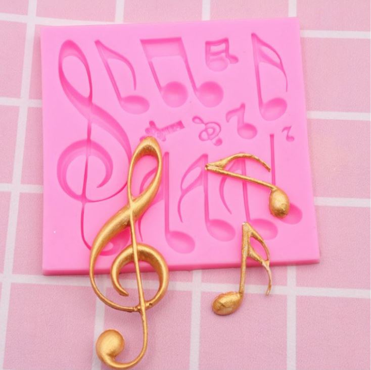 Music mould notes treble clef musical notation violin trumpet guitar mould for fondant cake decorating silicon mold