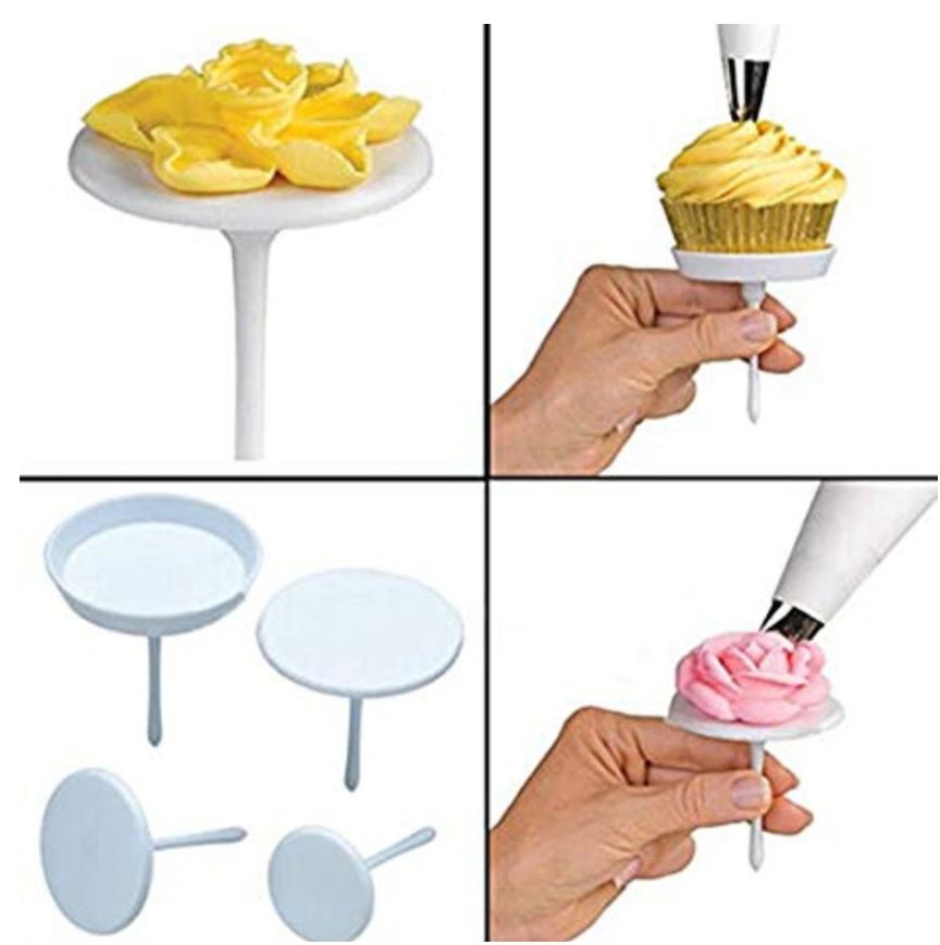 4pcs Cupcake decorating piping flower nail swivel tool