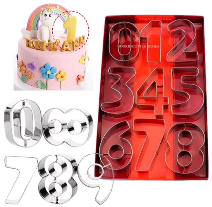 Large number cutter set numeric stainless steel cookie cutter set numbers fondant cutting tool