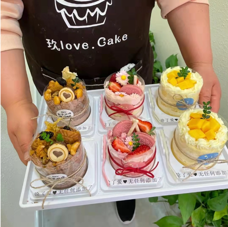 (4inch box) 10pcs mini cake box dessert packaging tray chiffon cake pl ...