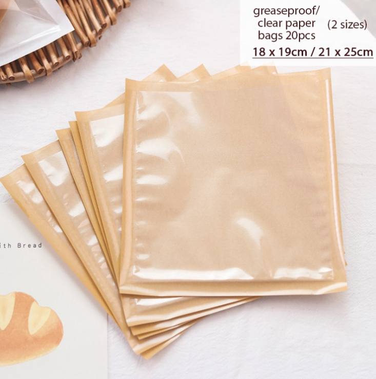 20pcs Pastry / croissant / bun wrapper bag bakery packaging bags bread toast bags