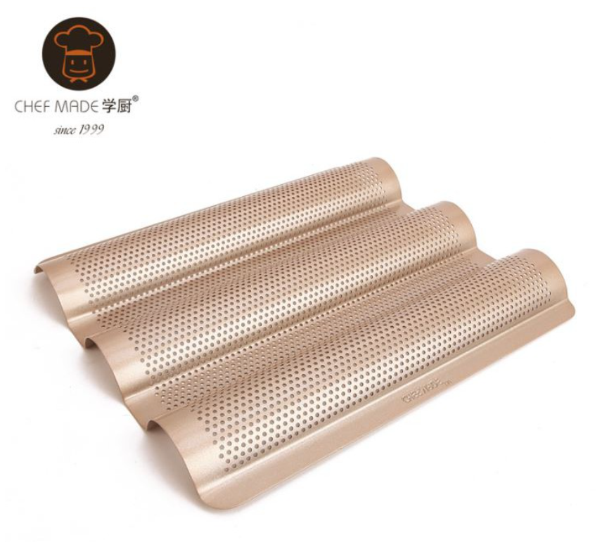 Chefmade baguette pan baking pan for french loaf ventilated perforated baking tray
