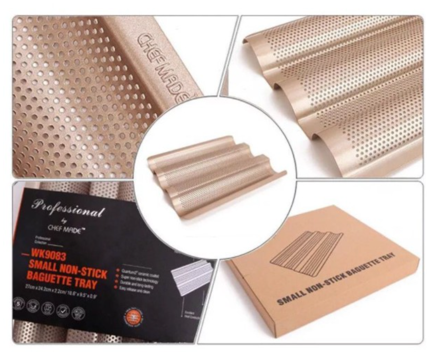 Chefmade baguette pan baking pan for french loaf ventilated perforated baking tray