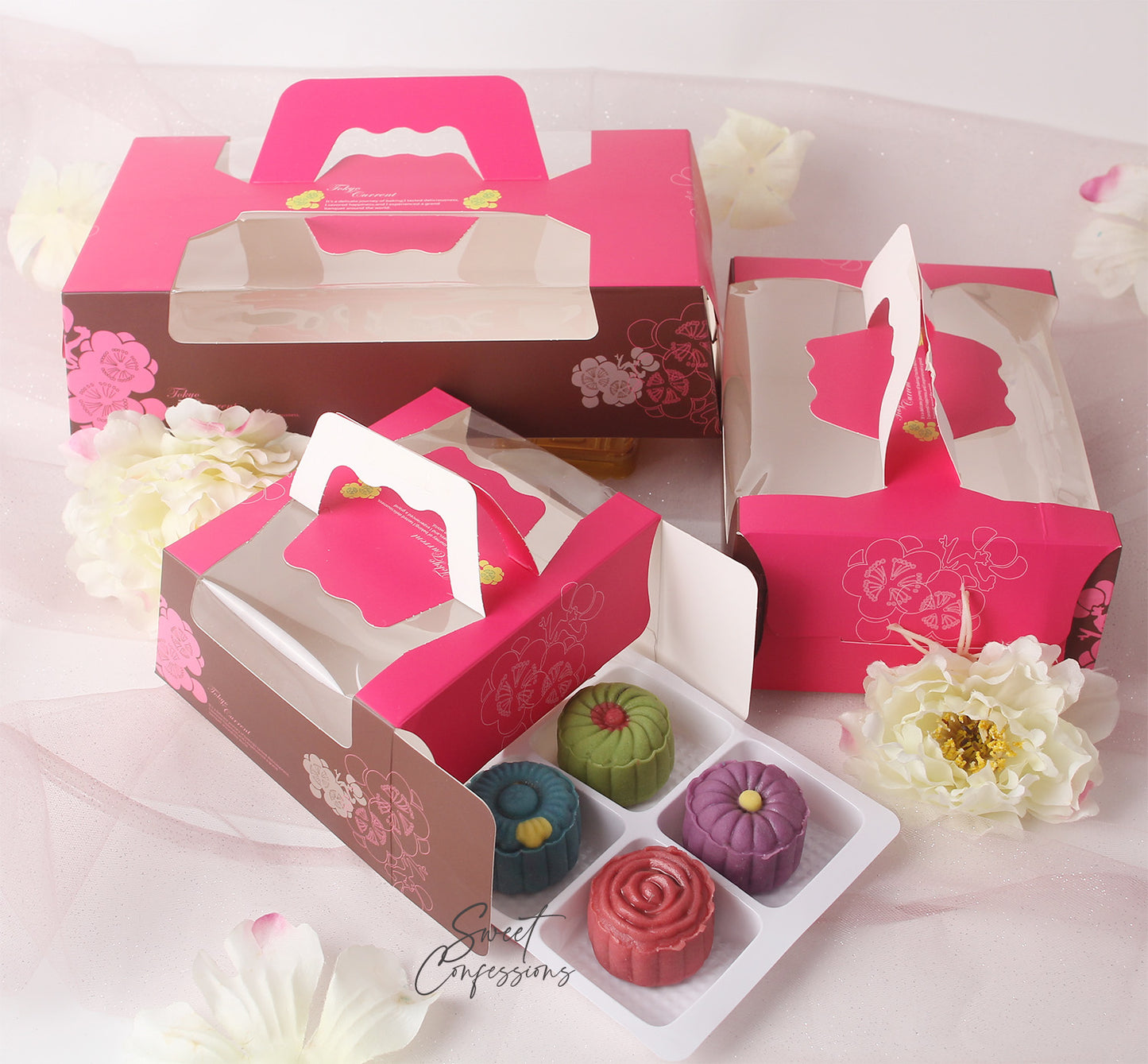 (Free Tray) Mooncake box Red Pink 4 cavity 6 slot 8 mooncake plastic packing gift