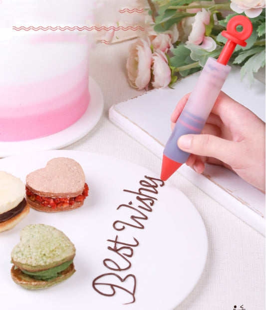 4 design nozzles - Chocolate food decorating writing nozzle pen