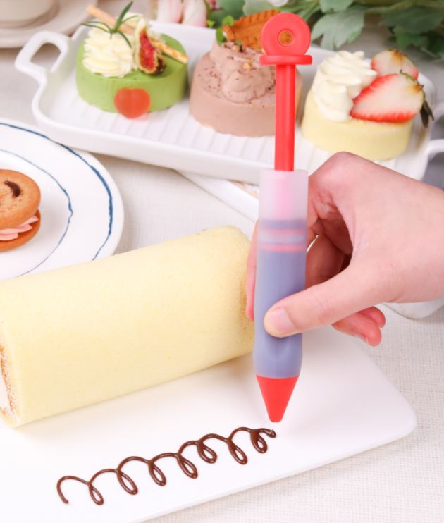 4 design nozzles - Chocolate food decorating writing nozzle pen