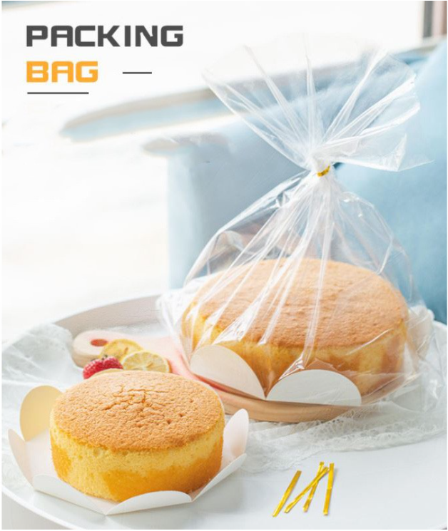 (10pcs Bags & base) 6" / 8 " cake board Chiffon cake packaging bag wrapper plastic bag for cake