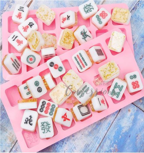 Mahjong silicone mould for chocolate cake decorating jelly art mold