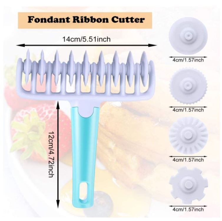 Sticky Back Ribbon Cutter 🇸🇬Ribbon strip cutter lattice pie cutter pastry wheel fondant rolling ...