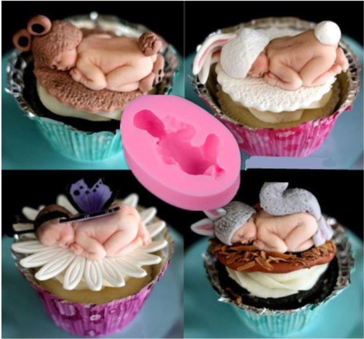 Sleeping baby mould jelly fondant cake decorating baby shower silicone mould mold