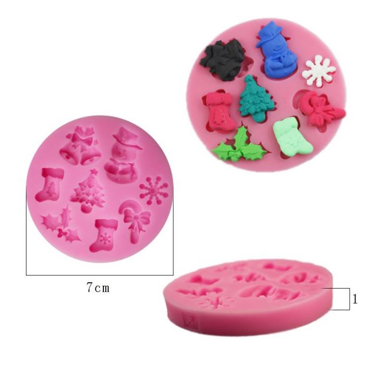 Snowman christmas tree bell snowflake silicone mould for cake decorating and xmas decor mold