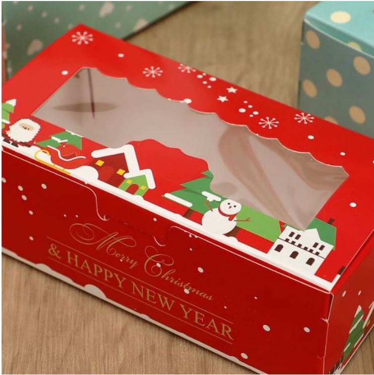 Gift box - christmas packaging box cupcake box puff pastry cookie box xmas cake box gift boxes red green