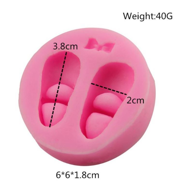Baby shoes and bow silicone mould for cake decorating