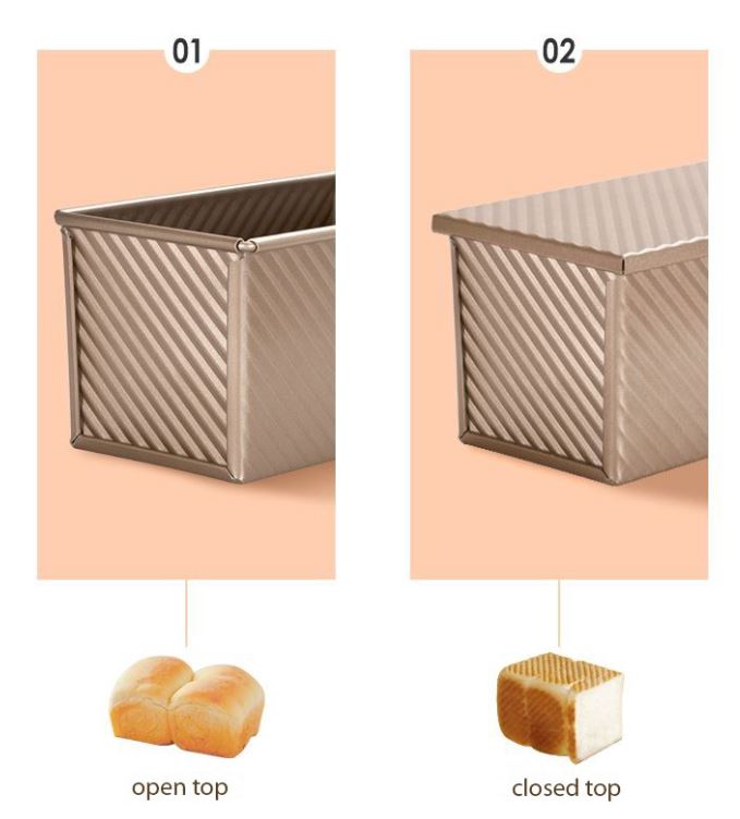 🇸🇬🇸🇬 Chefmade 450g toast box loaf pan mould toast box corrugated baking pan with lid bread tin