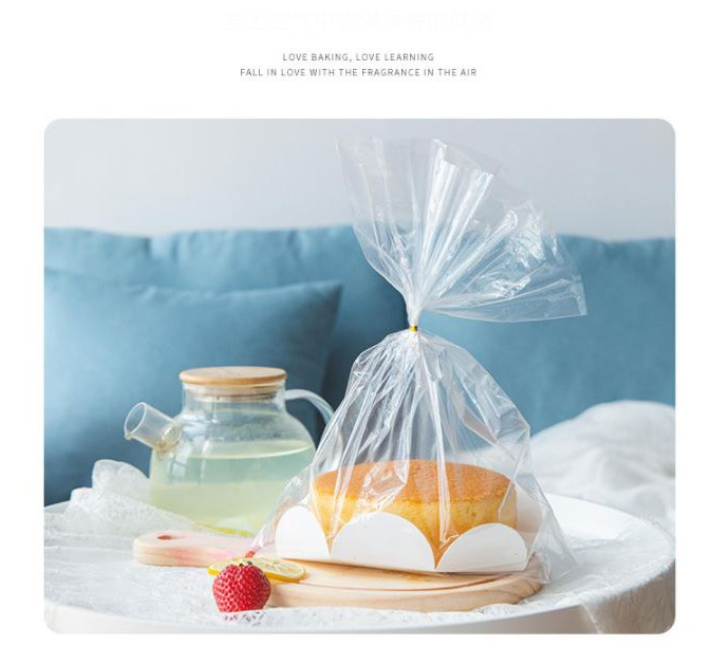 (10pcs Bags & base) 6" / 8 " cake board Chiffon cake packaging bag wrapper plastic bag for cake