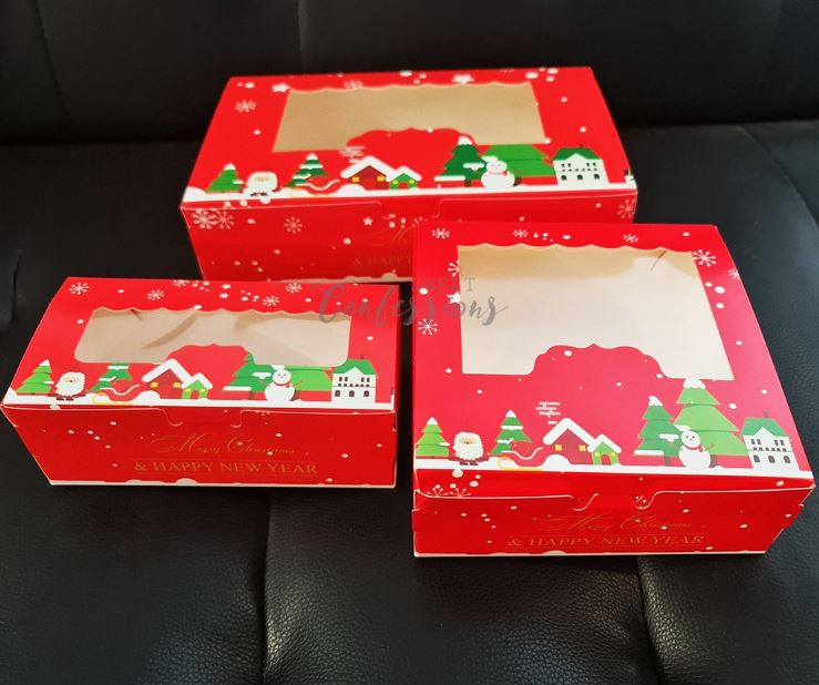 Gift box - christmas packaging box cupcake box puff pastry cookie box xmas cake box gift boxes red green