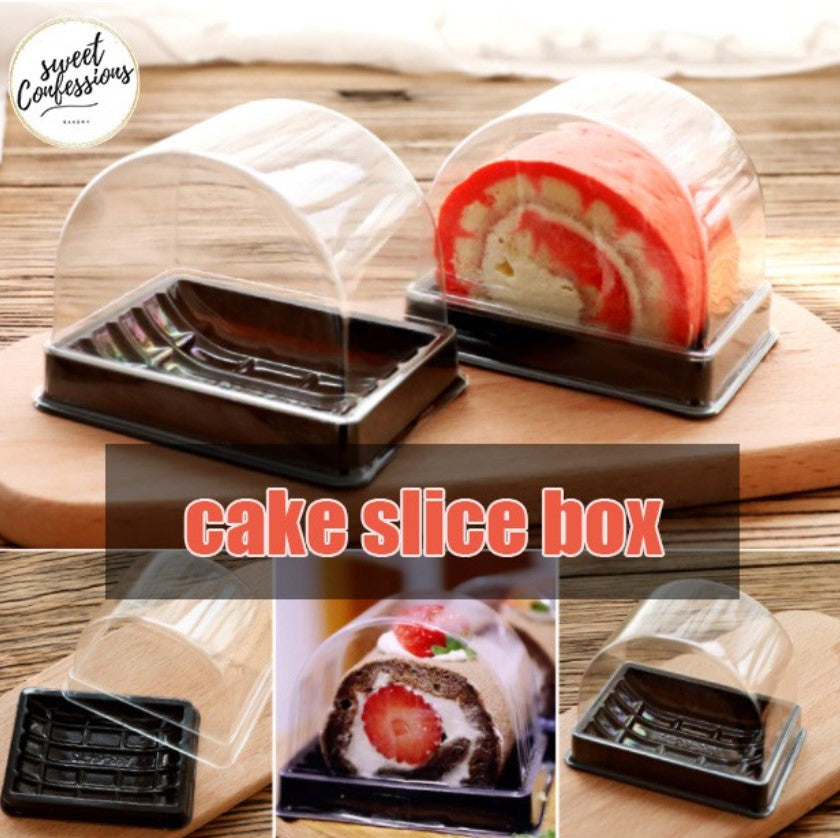 🔥 10pcs swiss roll slice log cake slices cake box semi-circle transparent tray