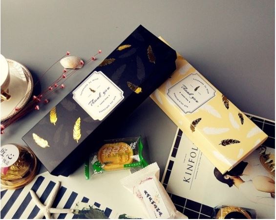 Macaron box 8 cavity 50g 80g mooncake box gold yellow feather mooncake gift box dessert pa1ckaging box