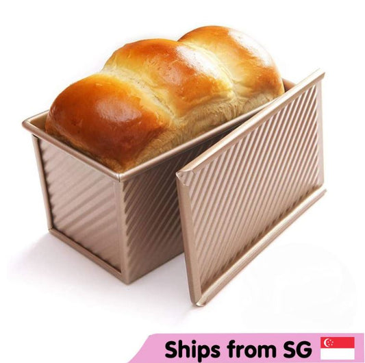 🇸🇬🇸🇬 Chefmade 450g toast box loaf pan mould toast box corrugated baking pan with lid bread tin