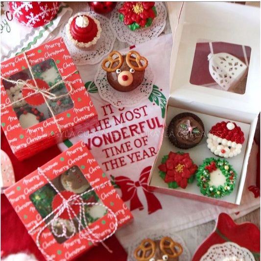 Gift box - christmas packaging box cupcake box puff pastry cookie box xmas cake box gift boxes red green