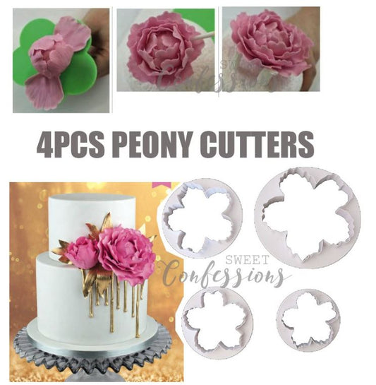 4pcs Peony gumpaste flower cutter open peony cutters for cake decorating
