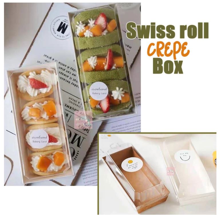 Box Roti Swis 🔥 (10pcs box) 7 inch Swiss roll packaging box dessert sushi box sandwi ...
