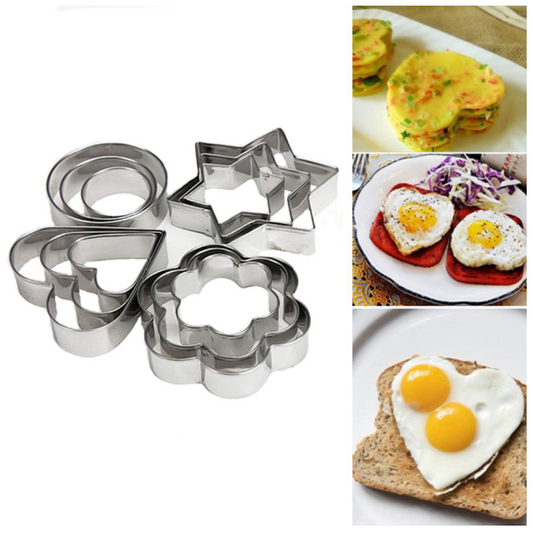 Set of 12 - heart cookie cutter Star round heart blossom shape stainless steel cookie tart cutter