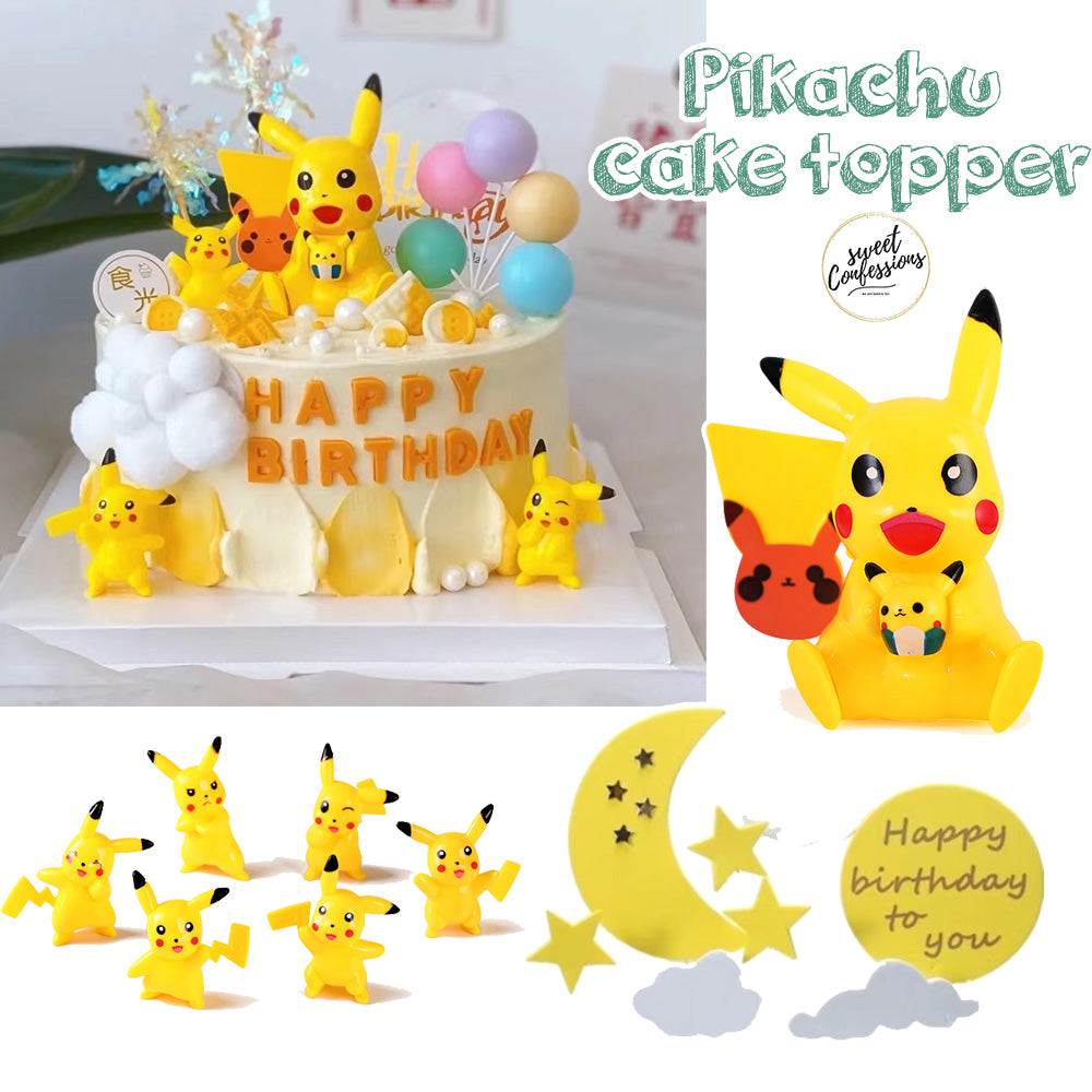 Pikachu toy figurine yellow birthday cake topper