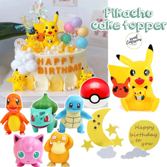 Pikachu toy figurine yellow birthday cake topper