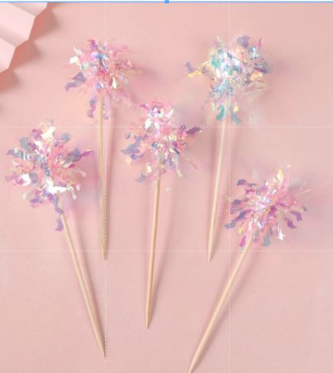 5pcs dazzling firework topper sparklers cake toppers