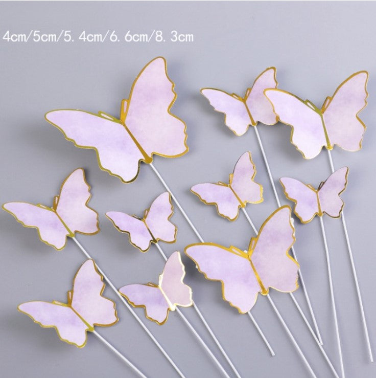 Butterfly topper cake decorating toppers pink purple white butterflies