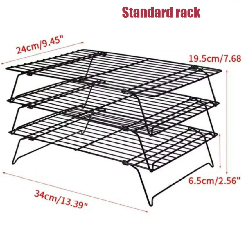 3pcs Baking rack cooling non-stick stackable bbq net rack