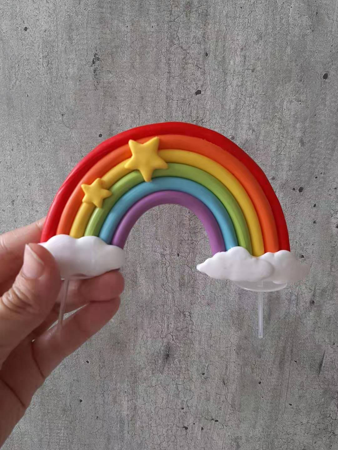 Large rainbow topper - cake topper for birthday cakes in polymer clay