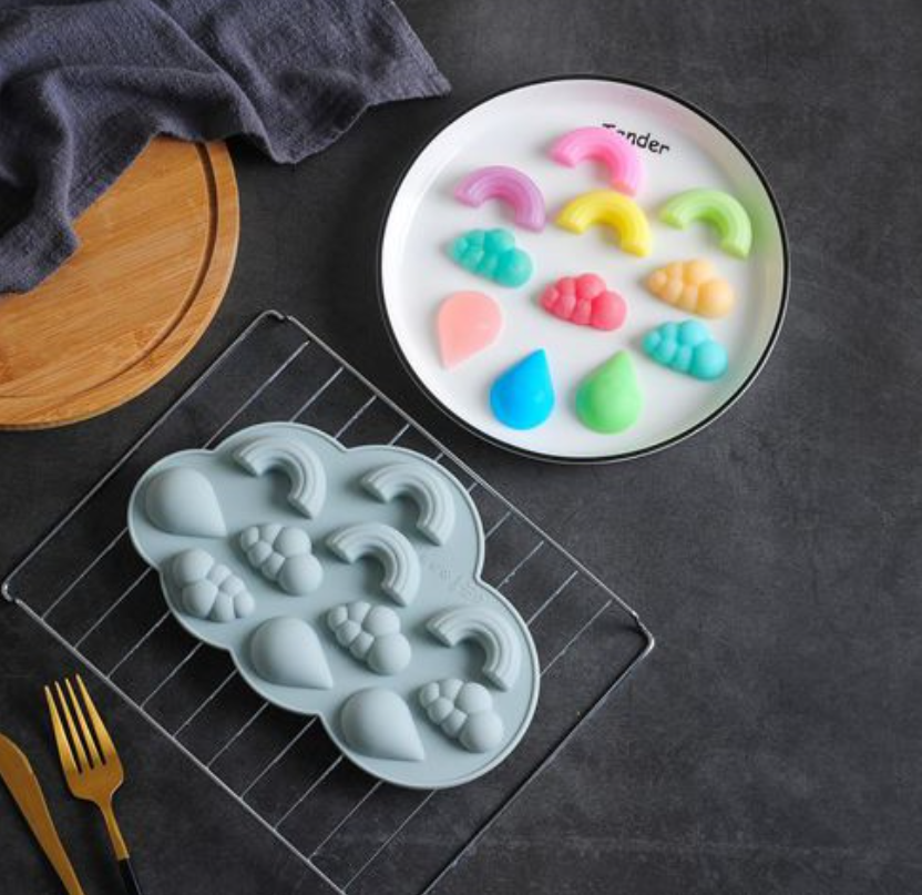 Rainbow & cloud chocolate jelly cloud mould cake decorating silicone teardrop mold