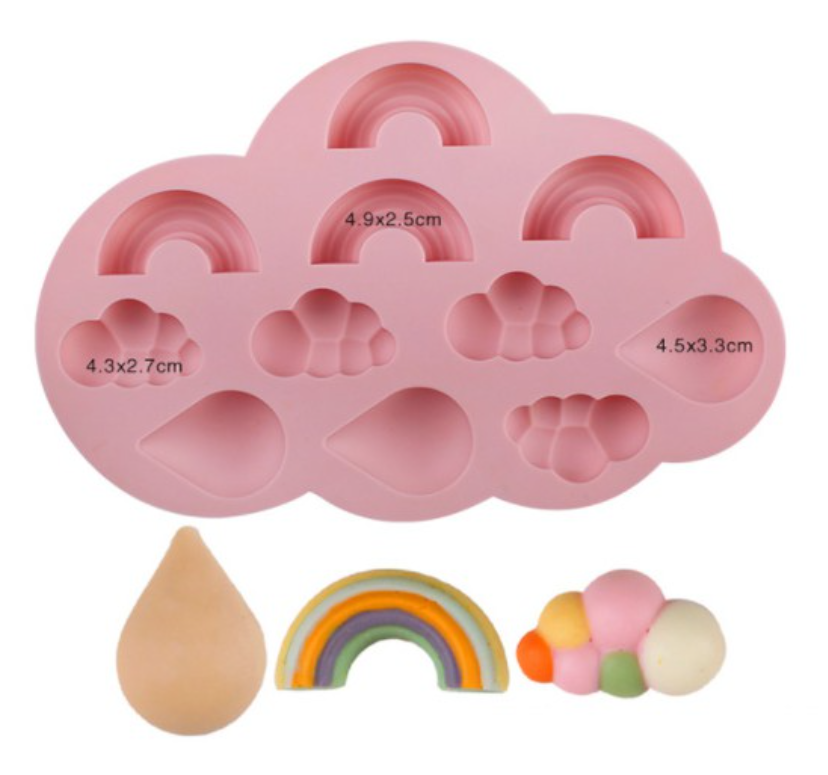 Rainbow & cloud chocolate jelly cloud mould cake decorating silicone teardrop mold