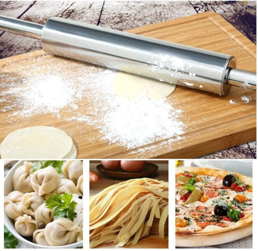 Large 17 inch stainless steel rolling pin for fondant and dough