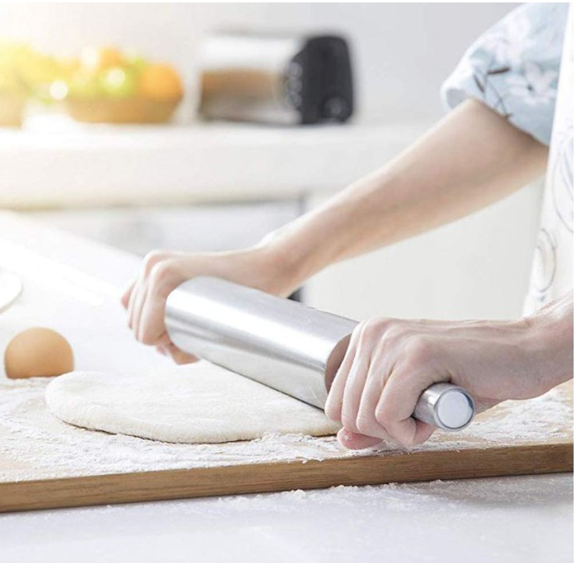 Large 17 inch stainless steel rolling pin for fondant and dough