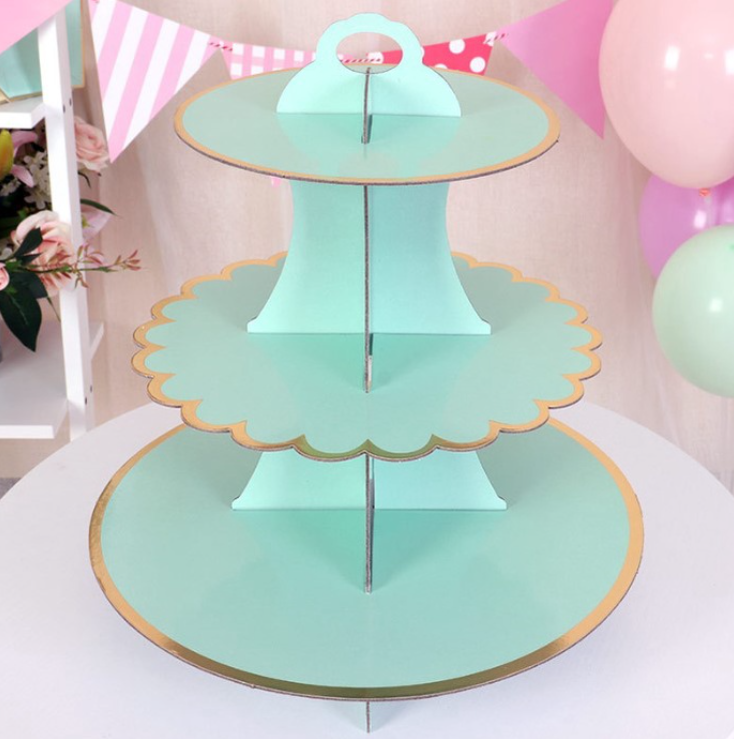 3 tier cupcake stand marble print gold paper card cake dessert display stand