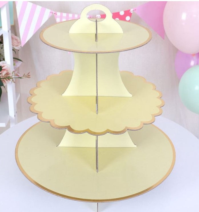 3 tier cupcake stand marble print gold paper card cake dessert display stand